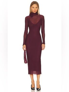 AFRM Mesh Rosette Midi Dress